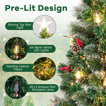 150/180CM Artificial Christmas Tree with 8 Lighting Modes and Optical Fibers