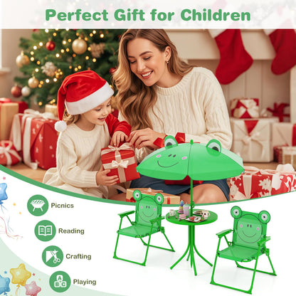 Kids Picnic Table and Chair Set with 2 Folding Chairs and Height Adjustable Umbrella