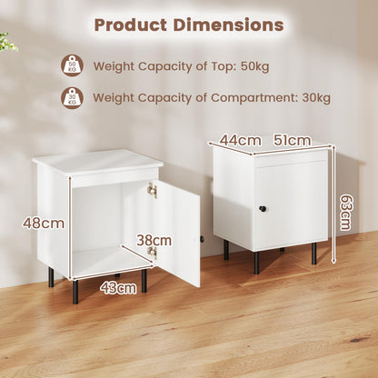 2-Tier Nightstand with Single Door Cabinet for Bedroom