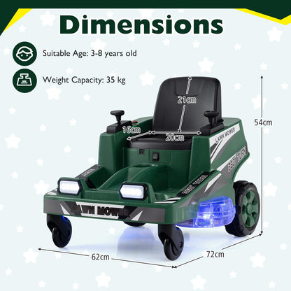 12V Ride on Lawn Mower for Kids with Dual Control Sticks and LED Lights
