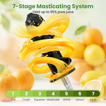 Cold Press Juicer Machine, 7-Stage System, BPA-Free (95% Yield)