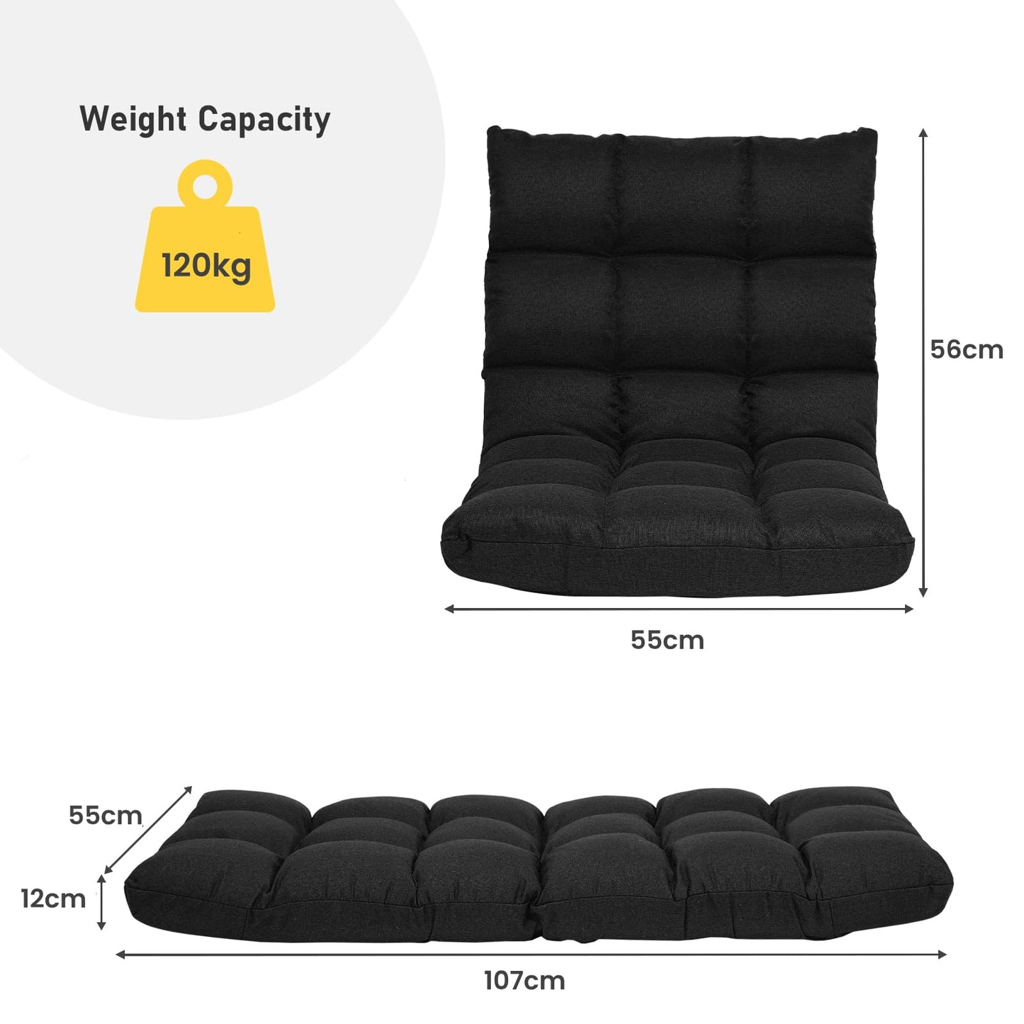 14-Positions Adjustable Lazy Floor Sofa Bed