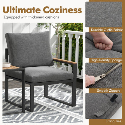 3-Piece Aluminum Frame Garden Conversation Furniture Set with Removable Cushions