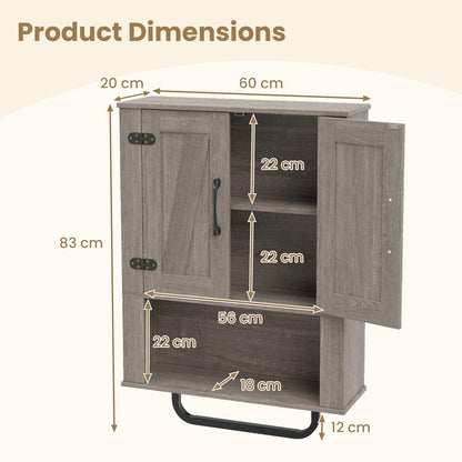 Bathroom Wall Cabinet with 2 Barn Doors & Metal Towel Bar