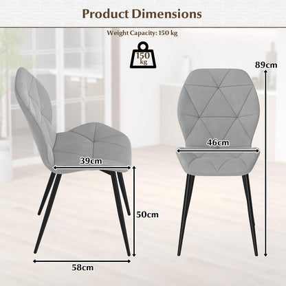 Upholstered Dining Chair Set of 4 with Ergonomic Backrest and Curved Seat