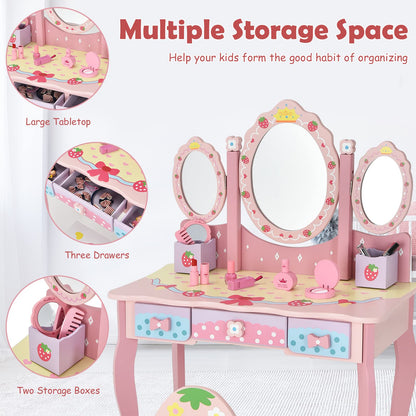 2-in-1 Kids Vanity Table and Chair Set