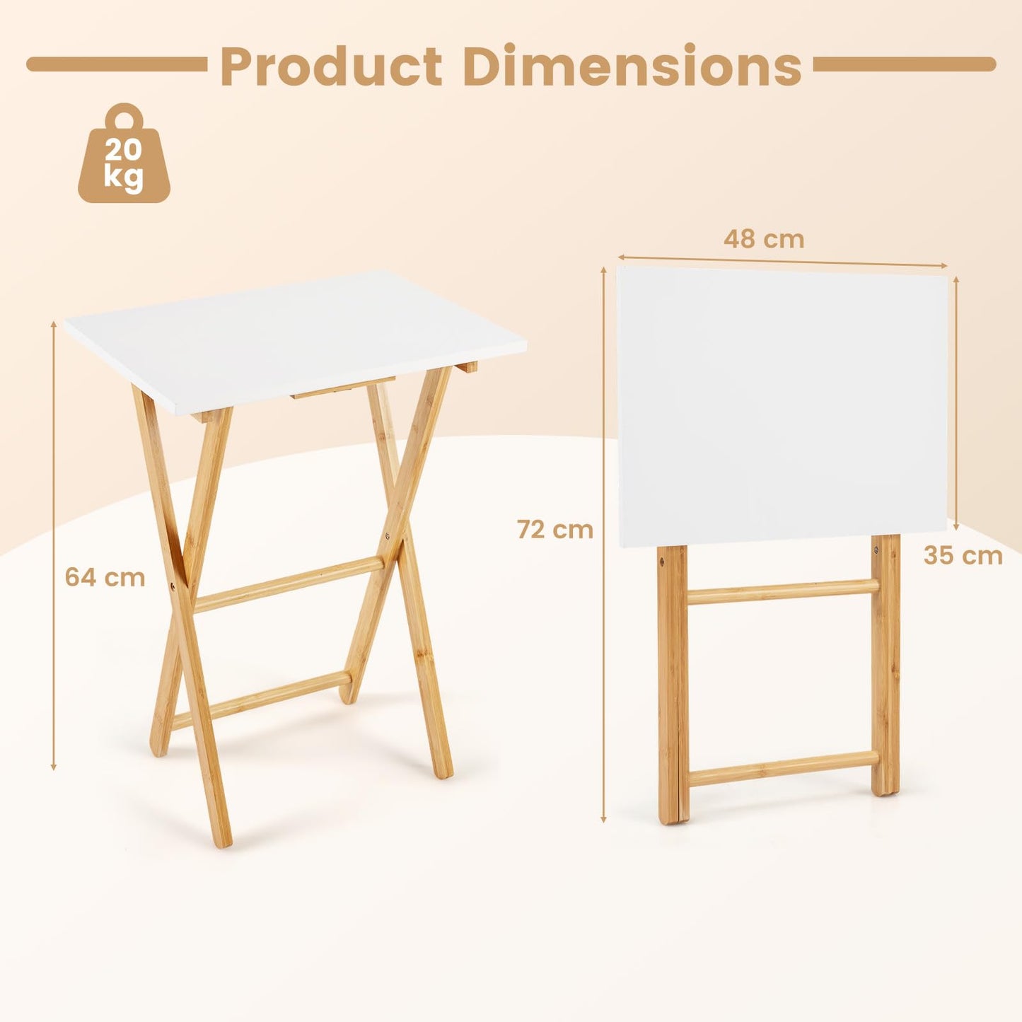 Folding Tables Set of 2, Portable TV Trays Table Small Sofa Side Tables