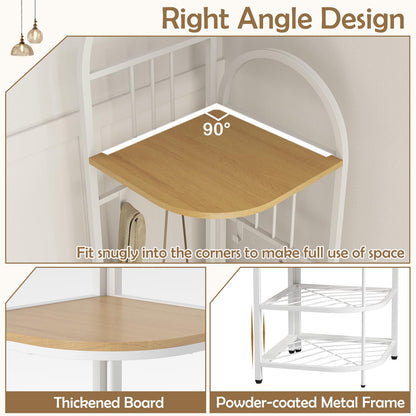 Corner Hall Tree 4 Tier Coat Rack with Storage Bench and Hooks