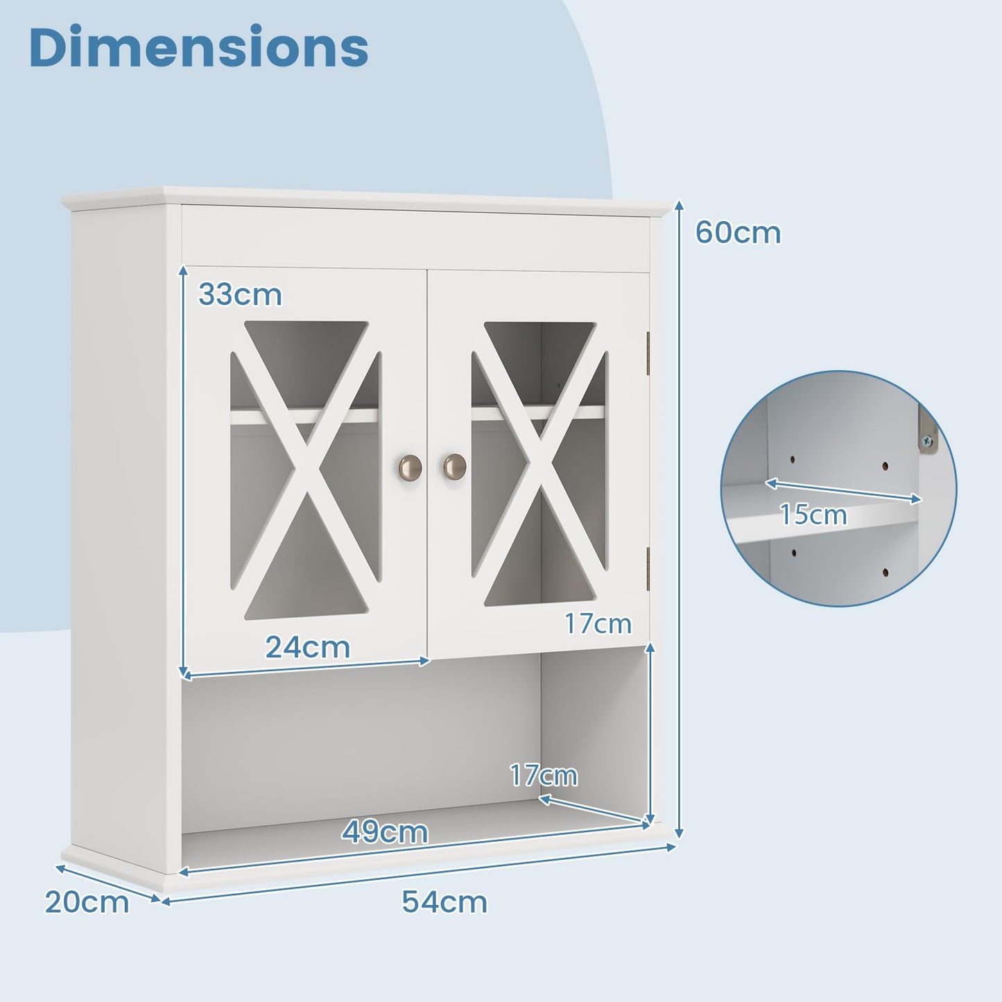 Wall Mounted Bathroom Cabinet with with 2 Acrylic Doors Medicine Cabinet