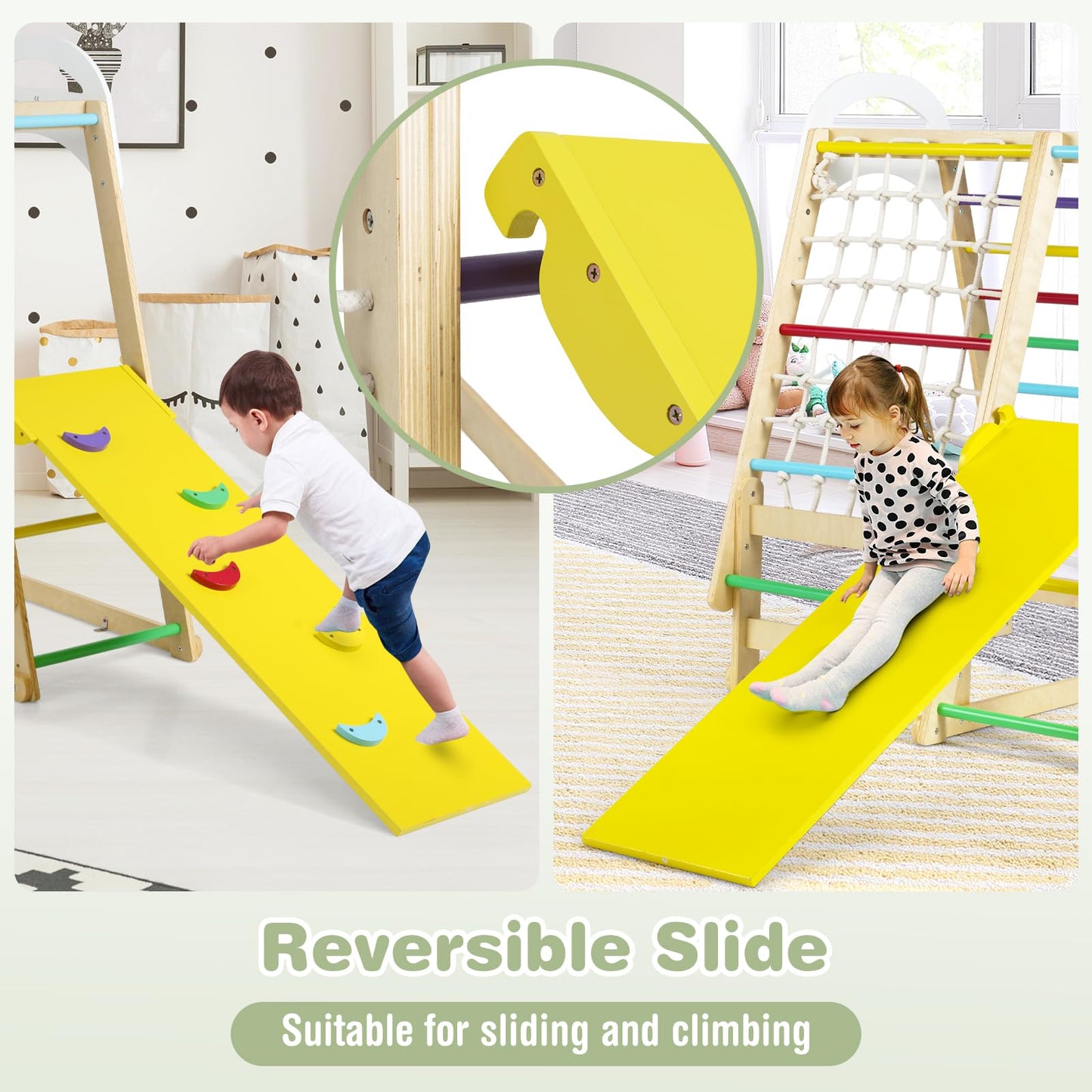 Multi-functional Kid's Climbing Toy with Slide and Climbing Net