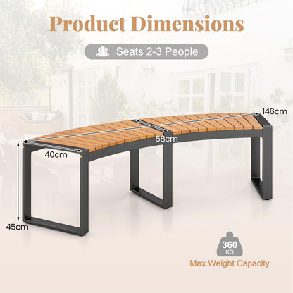 Acacia Wood Fire Pit Bench with Slatted Seat Metal Legs