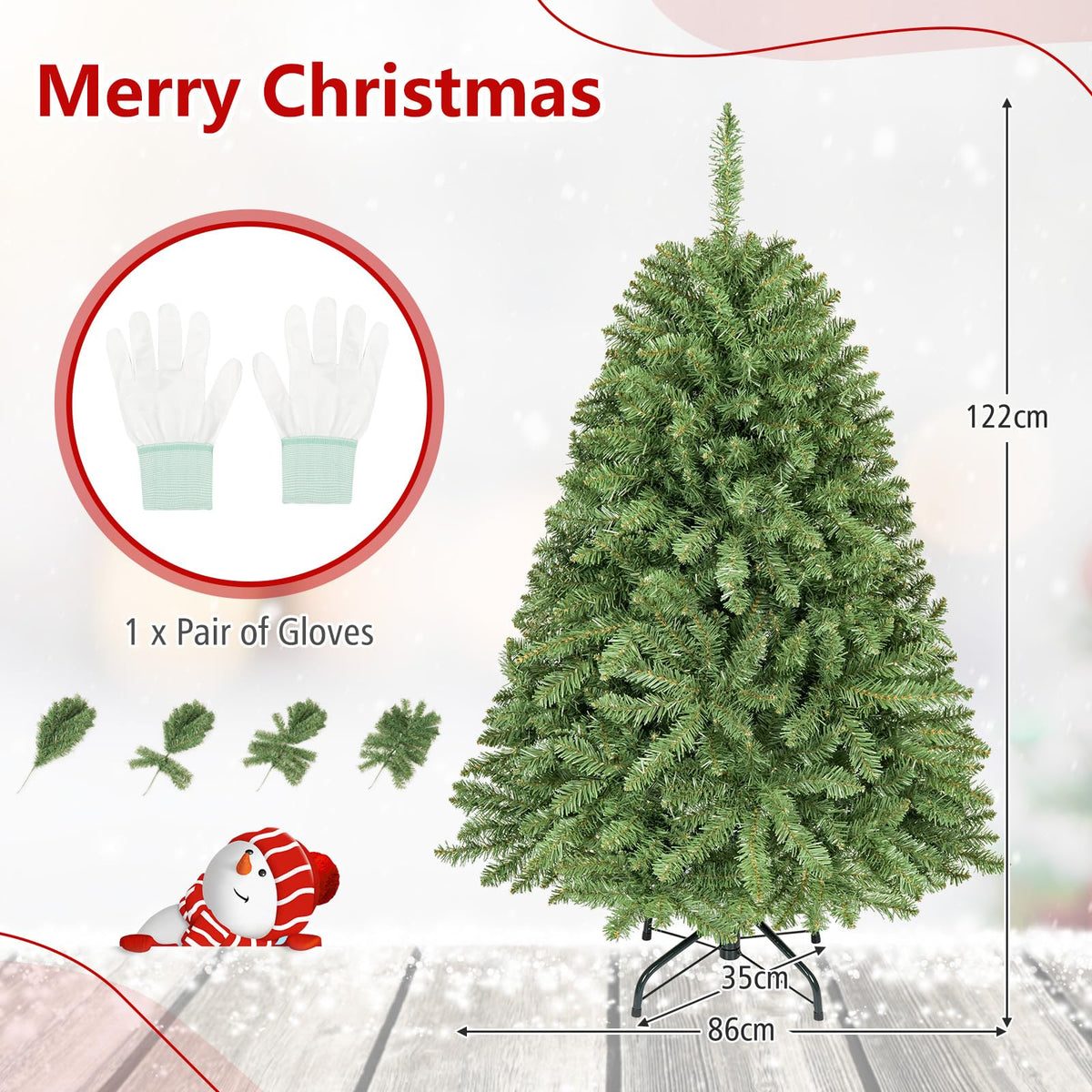 4FT Artificial Christmas Tree, Realistic Full Xmas Tree