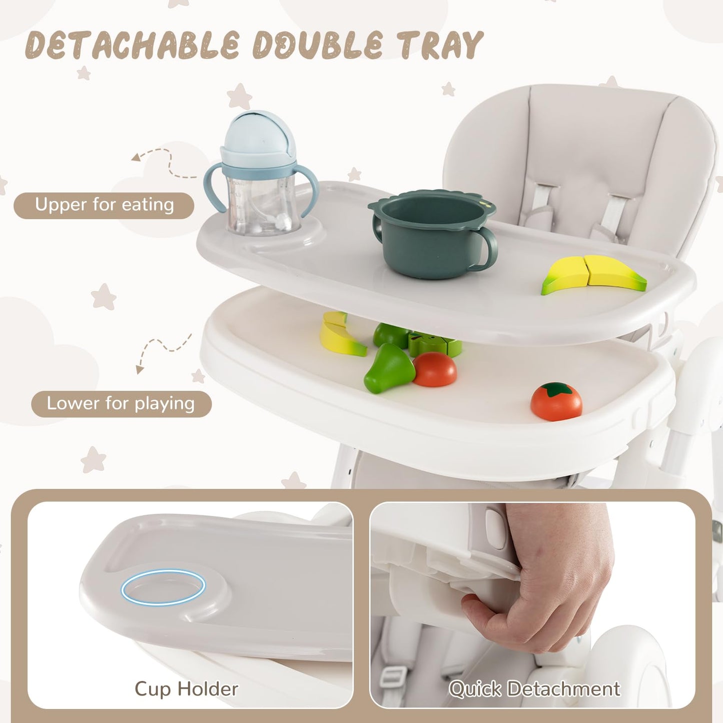 Folding Infants Highchair with Storage Basket