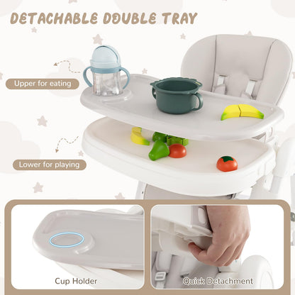 Folding Infants Highchair with Storage Basket