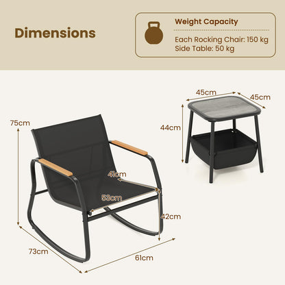 3-Piece Patio Bistro Set, Garden Furniture Set with Coffee Table and Chair