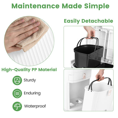 Recycling Bins, 42L Trash Can Garbage Bin with 3 Compartments