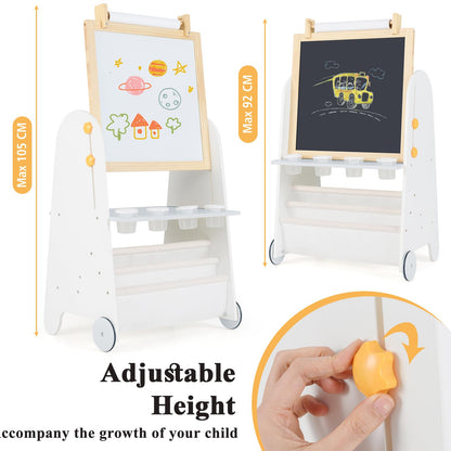 4-in-1 Toddler Activity Table Set with Magnetic Whiteboard and Bookshelves