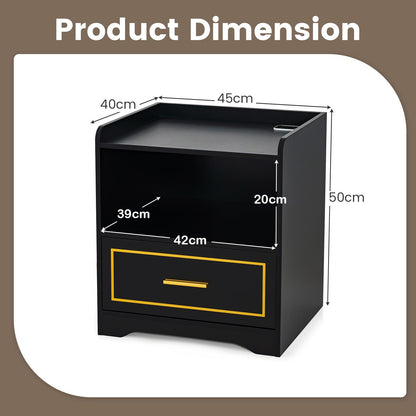 LED Nightstand with USB and Type-C Port