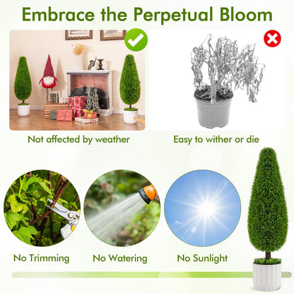 90cm 2PCS Greenery Faux Boxwood Tower/Spiral Plant with Realistic Leaves and Pot