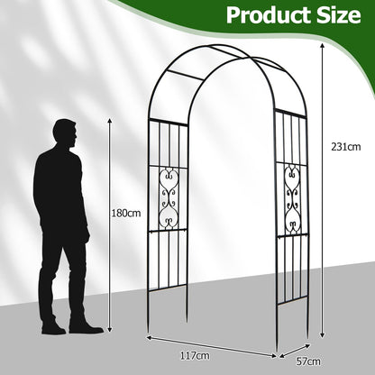Garden Arch, Heavy Duty Metal Roses Vines Climbing Plants Support Archway