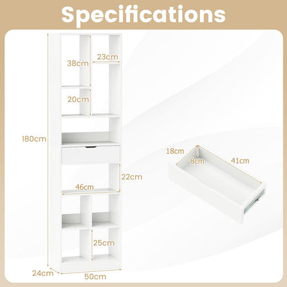 Modern Storage Bookshelf with Drawer for Living Room