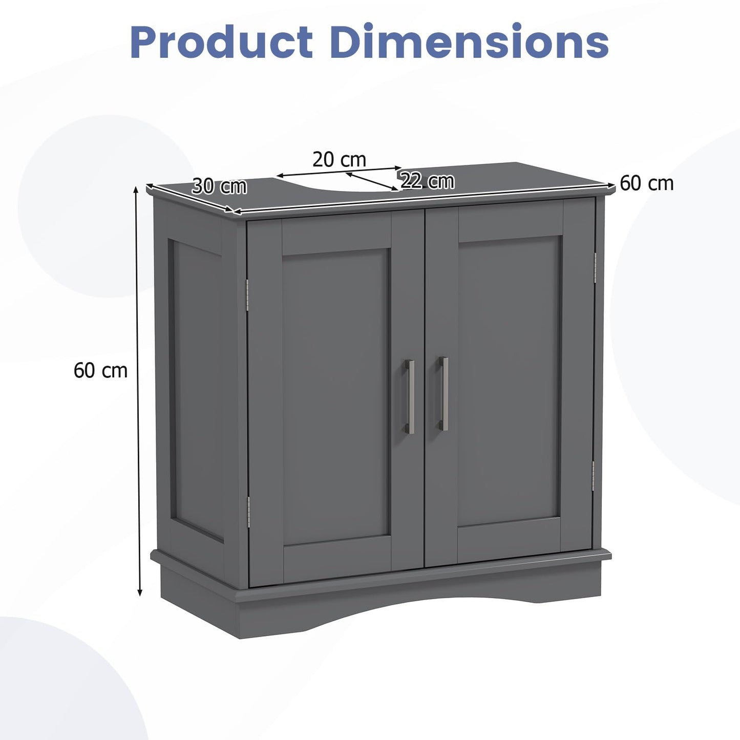 Freestanding Bathroom Floor Cabinet with Double Doors and Adjustable Shelf