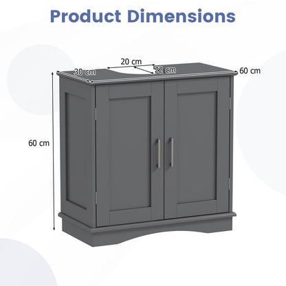 Freestanding Bathroom Floor Cabinet with Double Doors and Adjustable Shelf