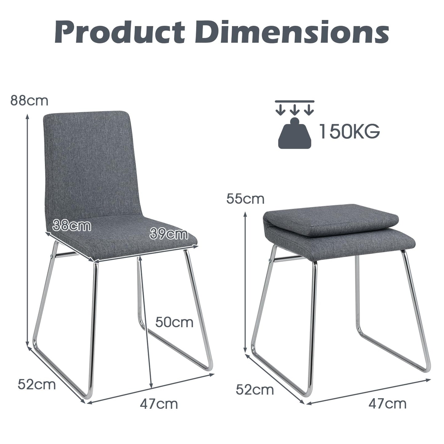 Upholstered Dining Chairs Set of 2 Kitchen Dinner Chairs