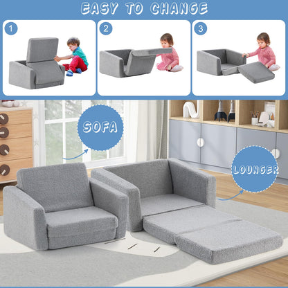 2-in-1 Toddler Fold out Couch with Washable Sofa Cover