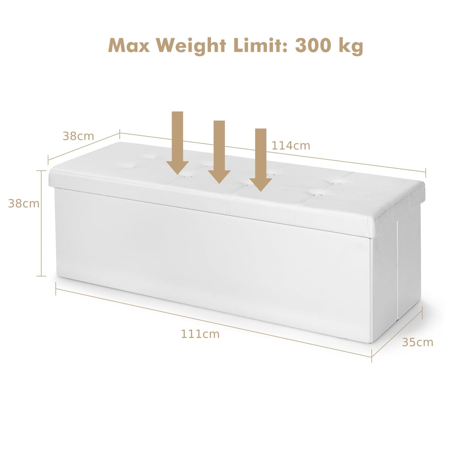 Folding Storage Ottoman Bench with Lid for Living Room