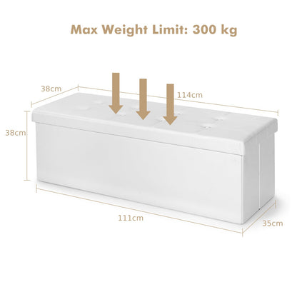 Folding Storage Ottoman Bench with Lid for Living Room