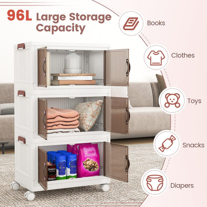 25.5 Gal Storage Bins with Magnetic Doors and Lockable Casters