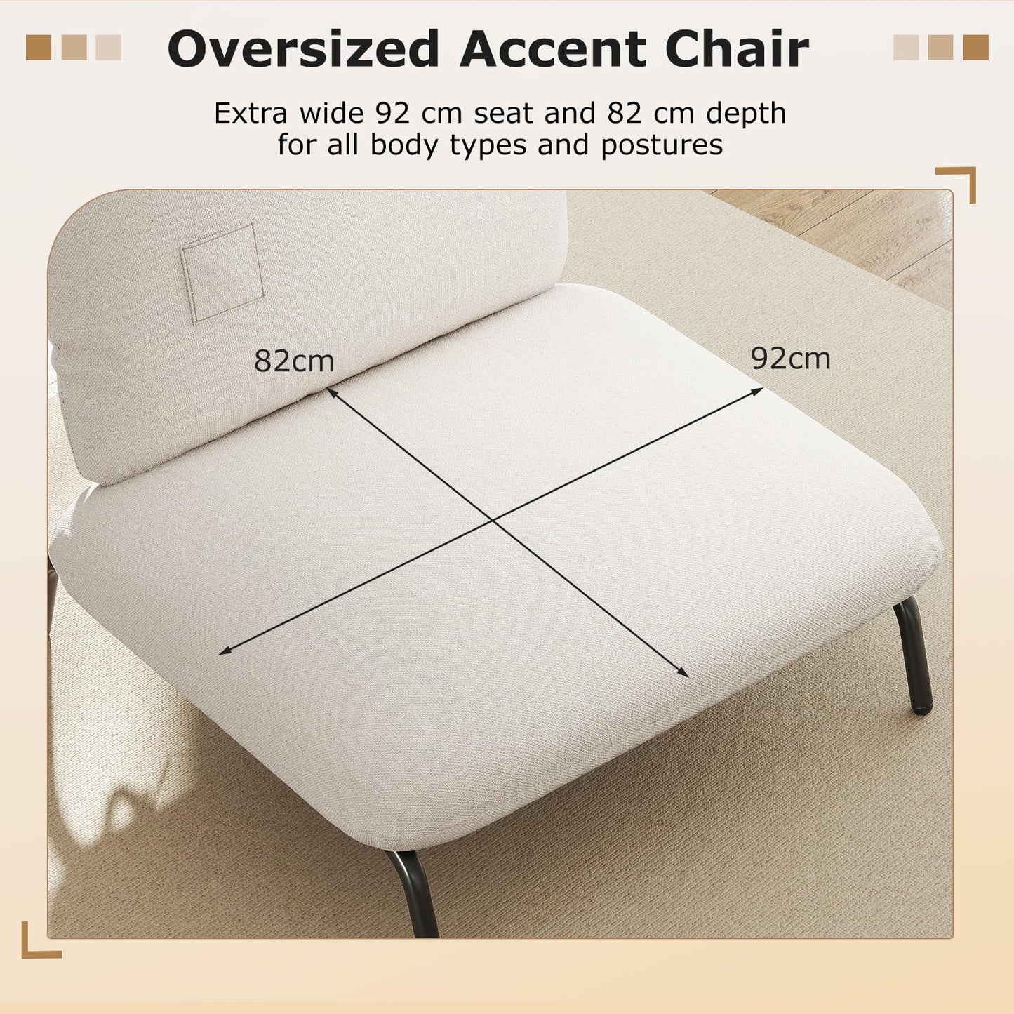 Oversized Accent Chair with Extra Wide Seat and Storage Pocket