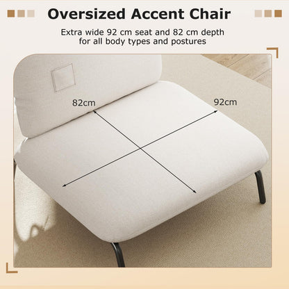 Oversized Accent Chair with Extra Wide Seat and Storage Pocket