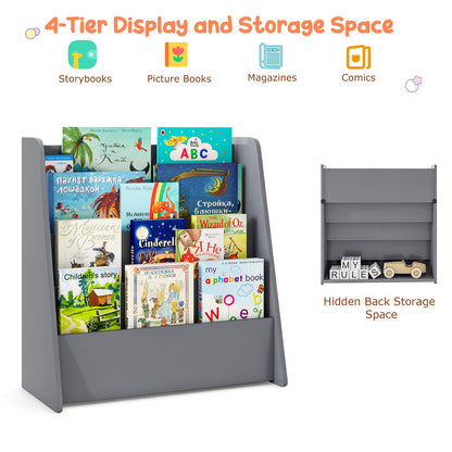 4-Tier Kids Bookshelf with Deep Compartments for Kids Bedroom