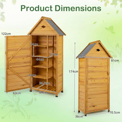GiantexUK Wooden Garden Shed, Tool Storage Cabinet with 5 Shelves