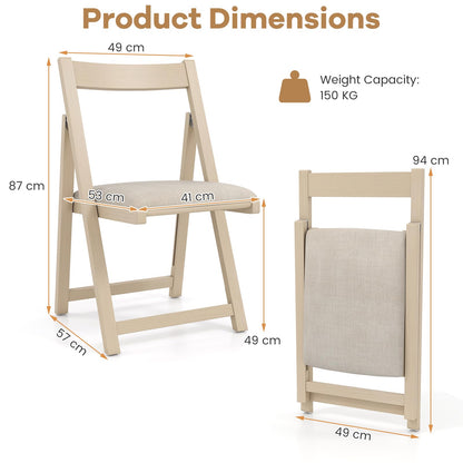 Foldable Dining Chair Set of 4 with Padded Seat and Curved Backrest