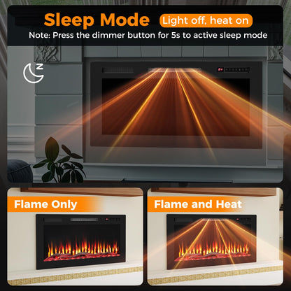 91cm Electric Fireplace with Remote and Multicolour Flame