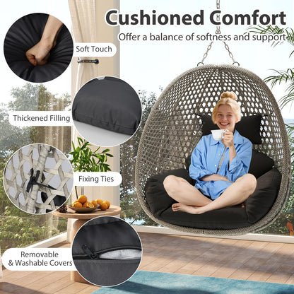 Swing Egg Chair with Soft Thick Cushion and Head Pillow