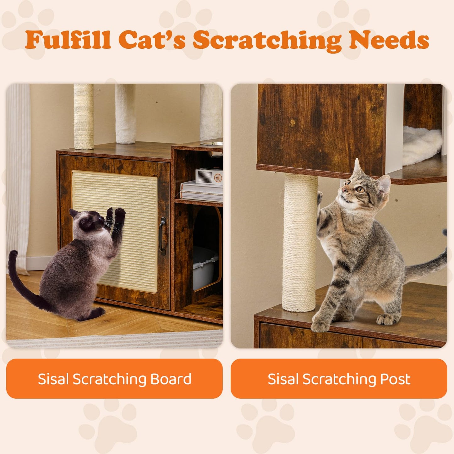 Cat Tree with Litter Box Enclosure, Cats Climbing Tower