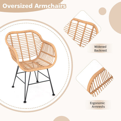 String Patio Bistro Set with Tempered Glass Table and 2 Chairs