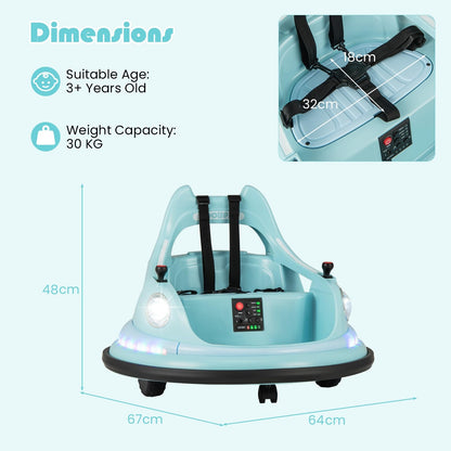 12V Kids Ride On Bumper Car with Dual Joysticks and 5 Light Effects
