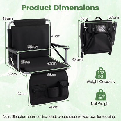 Foldable Stadium Seat, Padded Camping Chair with Back Support
