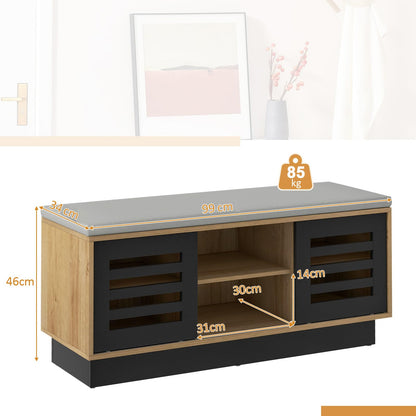 Shoe Bench with 6 Storage Compartments and 3 Adjustable Shelves and Cushion