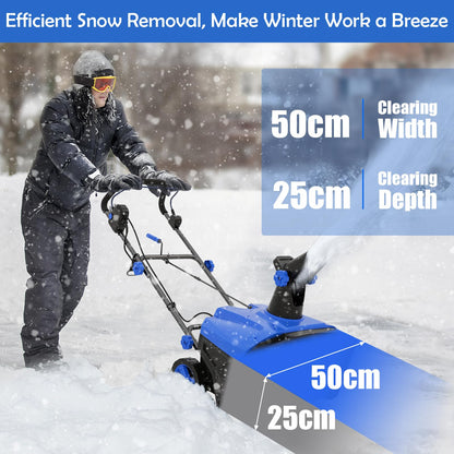 Electric Walk-behind Snow Blower with Dual LED Lights and Rotating Chute
