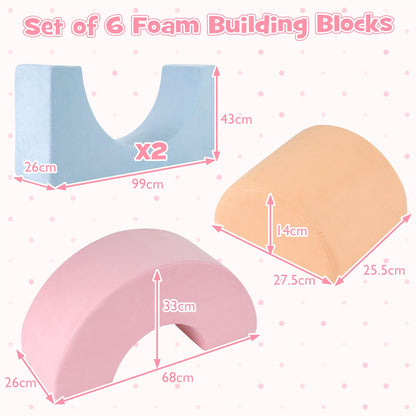 6-Piece Soft Play Climbing Blocks, Baby Climb and Crawl Foam Play Set, Indoor Toddlers Foam