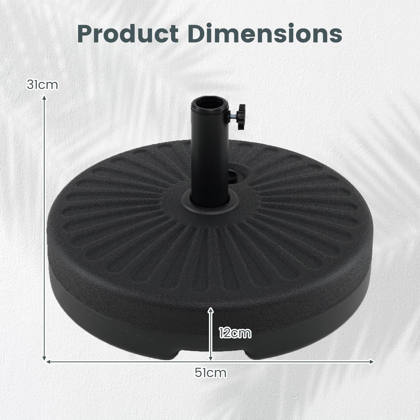 27KG Water and Sand Fillable Umbrella Stand with Built-in Handle