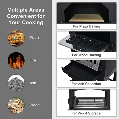 Wood Fired Pizza Maker with Chimney & Pizza Peel