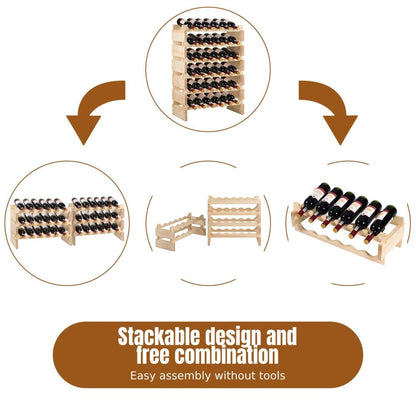 6 Tier Wine Rack with stackable Design for 36 Bottle