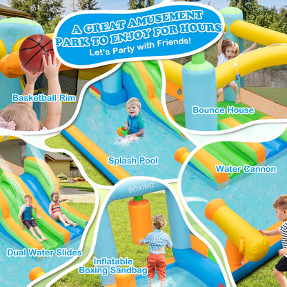 7 in 1 Inflatable Water Park with 2 Slides for 3-10 Years Old